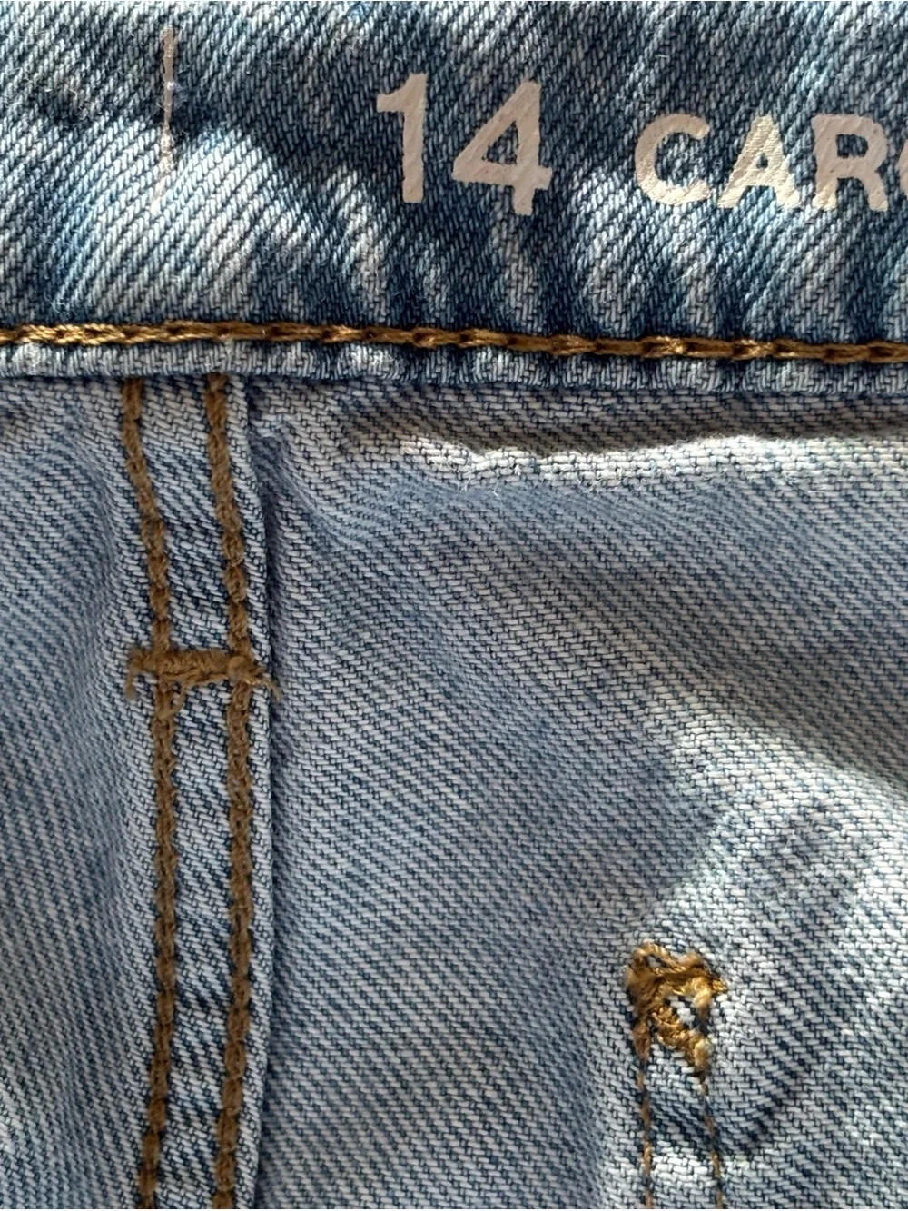 GAP Kids Girls Size 14 Cargo Jeans Wide Leg Baggy Light Wash Denim